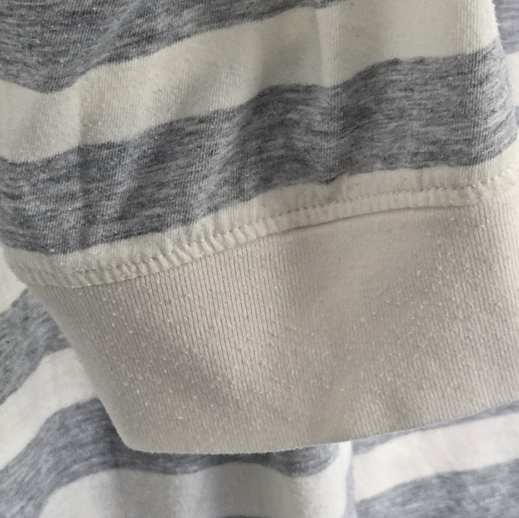 Lauren Ralph Lauren Long Sleeve Striped Cotton Nightgown  XL Grey White Jersey - Picture 4 of 10